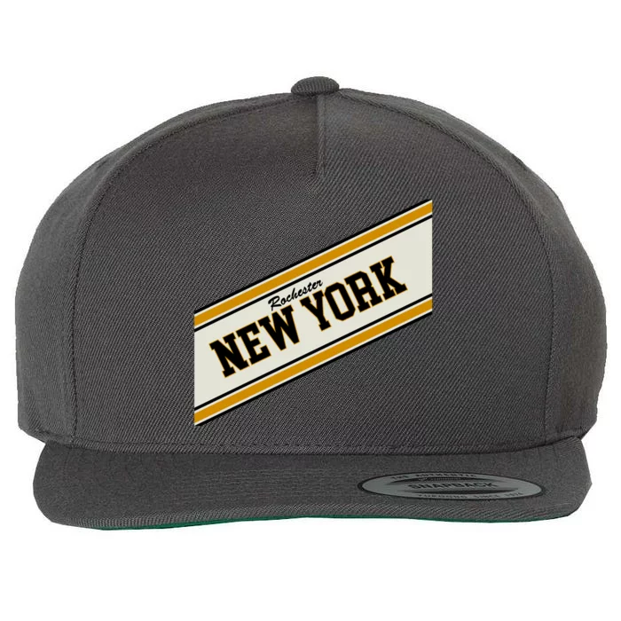 Rochester New York Varsity Logo Wool Snapback Cap