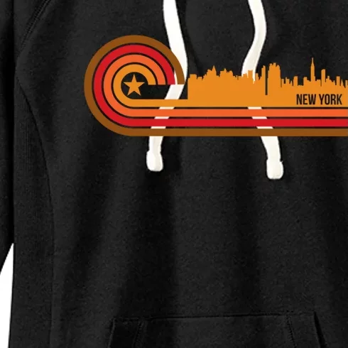 Retro New York City Cityscape New York Ny Skyline Women's Fleece Hoodie