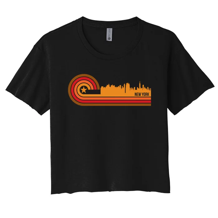 Retro New York City Cityscape New York Ny Skyline Women's Crop Top Tee