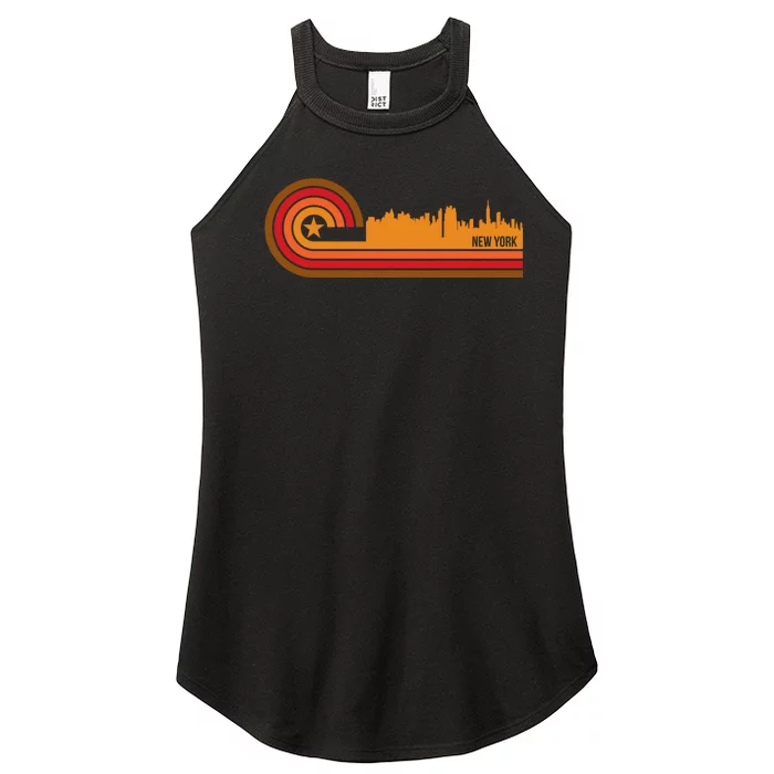 Retro New York City Cityscape New York Ny Skyline Women’s Perfect Tri Rocker Tank