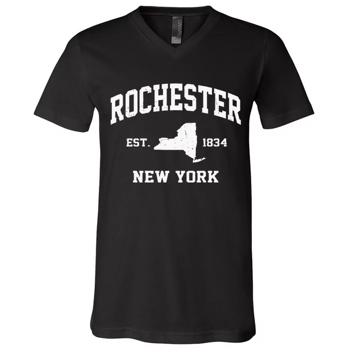 Rochester New York NY Vintage State Athletic Style V-Neck T-Shirt