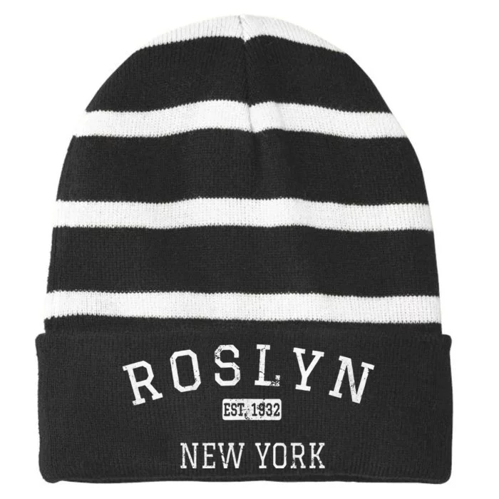 Roslyn New York Ny Vintage Striped Beanie with Solid Band