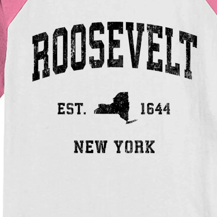 Roosevelt New York Ny Vintage Athletic Sports Kids Colorblock Raglan Jersey