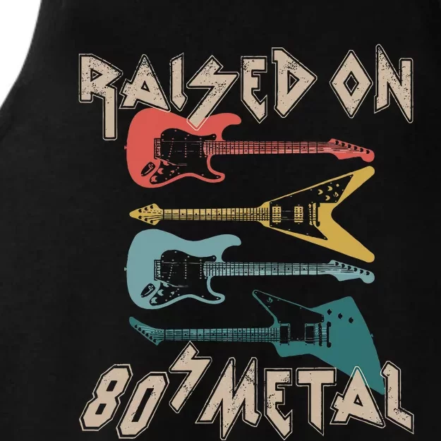 Raised On 80s Metal 80s Rock Hair Bands Metal Music Fans Ladies Tri-Blend Wicking Tank