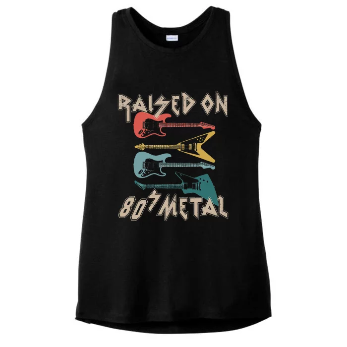 Raised On 80s Metal 80s Rock Hair Bands Metal Music Fans Ladies Tri-Blend Wicking Tank