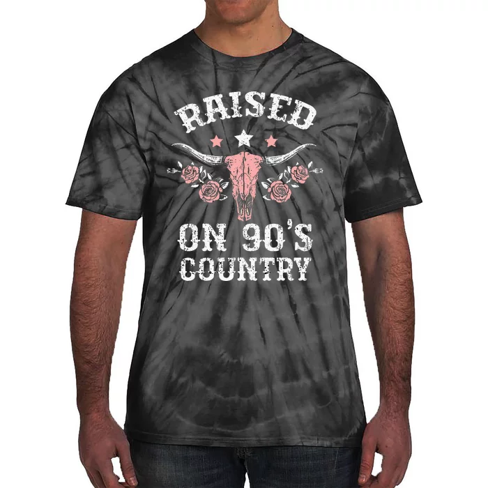 Raised On 90S Country Southern Western Cowgirl Tie-Dye T-Shirt