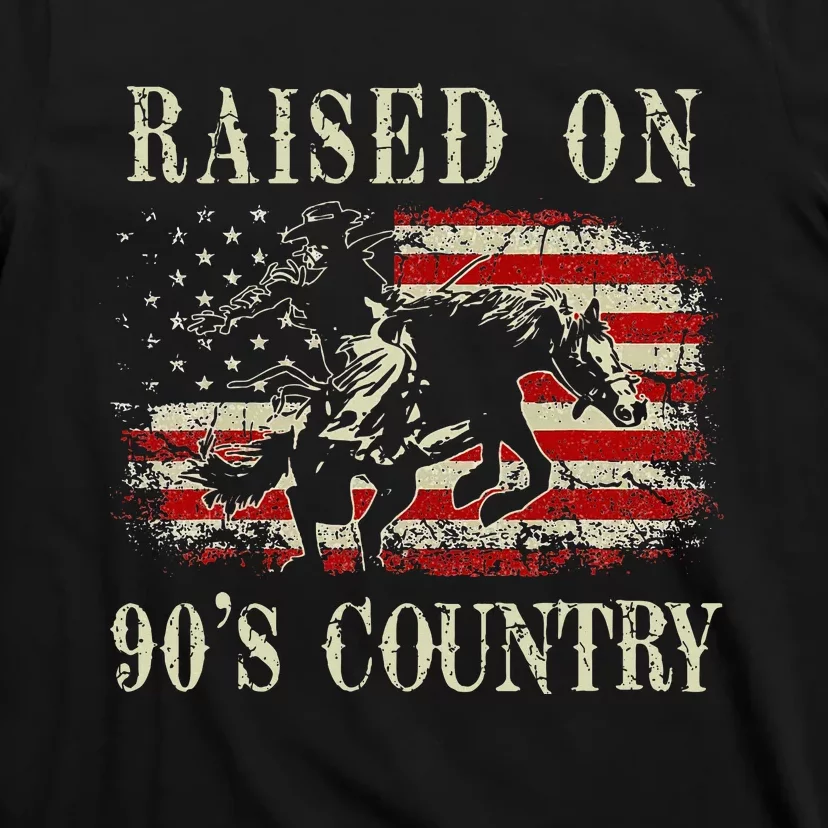 Raised On 90S Country Cowboy Riding Horse T-Shirt