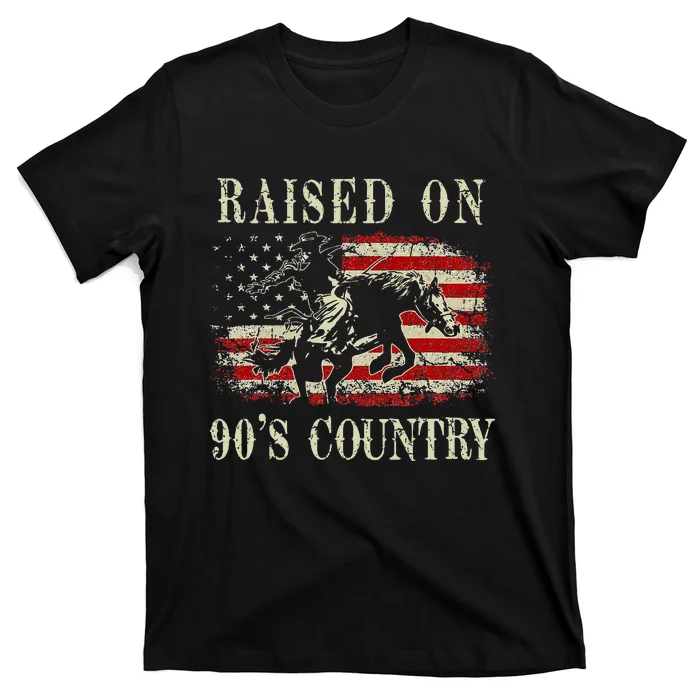 Raised On 90S Country Cowboy Riding Horse T-Shirt