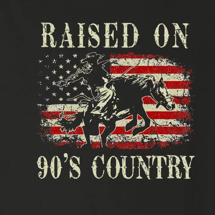 Raised On 90S Country Cowboy Riding Horse Toddler Long Sleeve Shirt