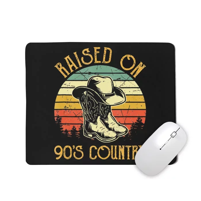 Raised On 90s Country Music Vintage Cowgirl Western Mousepad