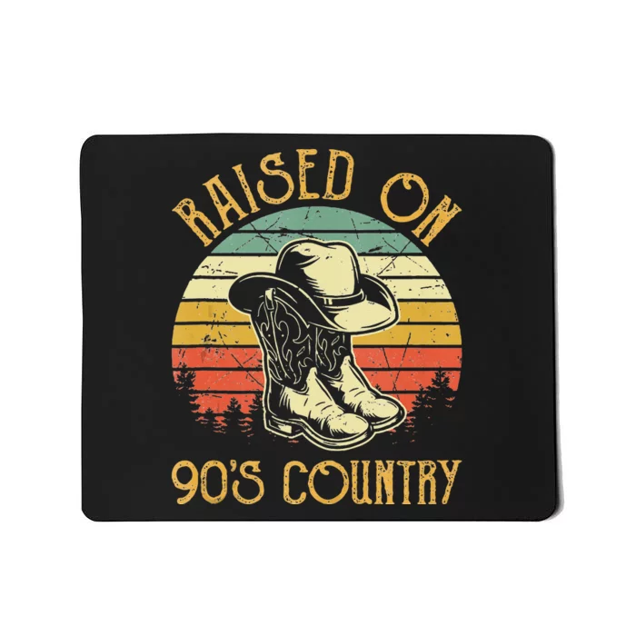 Raised On 90s Country Music Vintage Cowgirl Western Mousepad