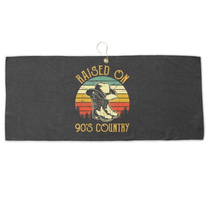 Raised On 90s Country Music Vintage Cowgirl Western Large Microfiber Waffle Golf Towel