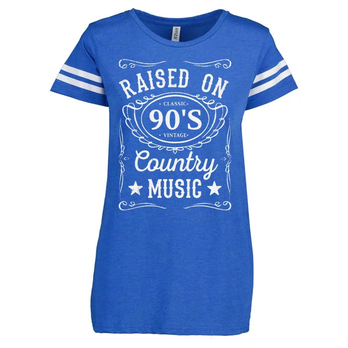 Raised On 90s Country Music Vintage Funny Retro Southern Enza Ladies Jersey Football T-Shirt