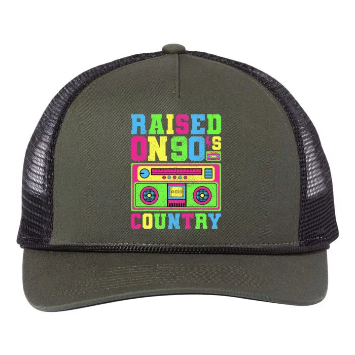 Raised On 90s Country Music  Country Concert Outfit Retro Rope Trucker Hat Cap