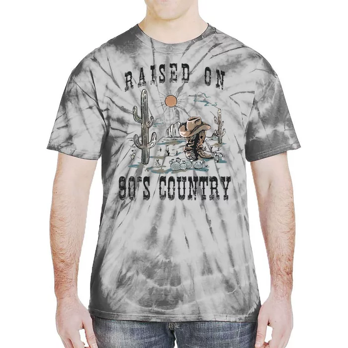 Raised On 90S Country Music Cowgirl Western Tie-Dye T-Shirt