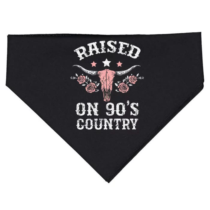 Raised On 90S Country Southern Western Cow USA-Made Doggie Bandana