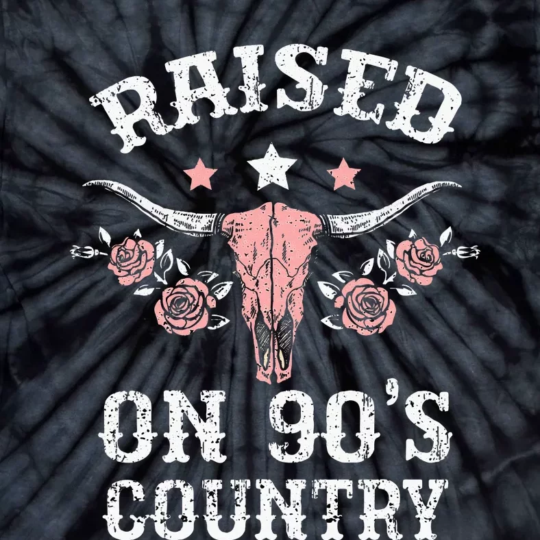 Raised On 90S Country Southern Western Cow Tie-Dye T-Shirt