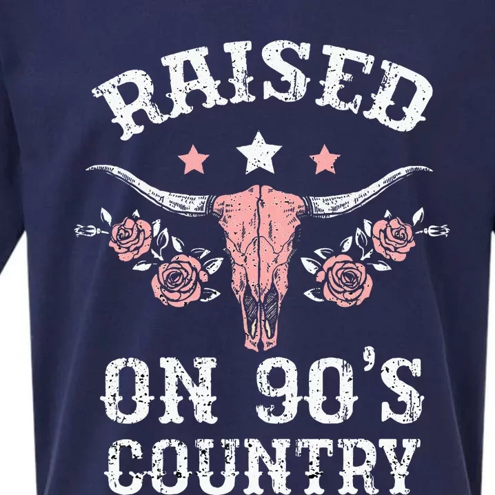 Raised On 90S Country Southern Western Cow Sueded Cloud Jersey T-Shirt