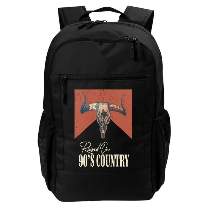 Raised On 90's Country Music Vintage Bull Skull Western Life Daily Commute Backpack