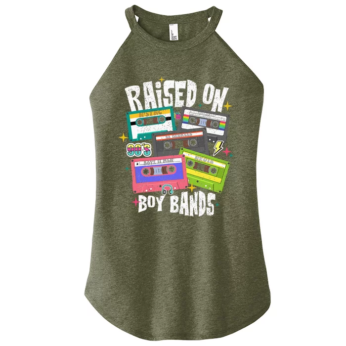 Raised On 90s Boy Bands Cassette Tape Retro Women’s Perfect Tri Rocker Tank