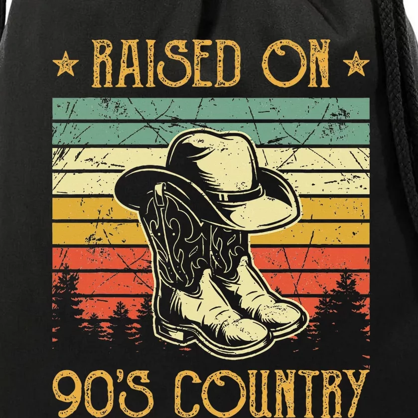 Raised On 90s Country Raised On 90s Country Music Drawstring Bag