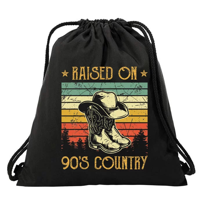 Raised On 90s Country Raised On 90s Country Music Drawstring Bag