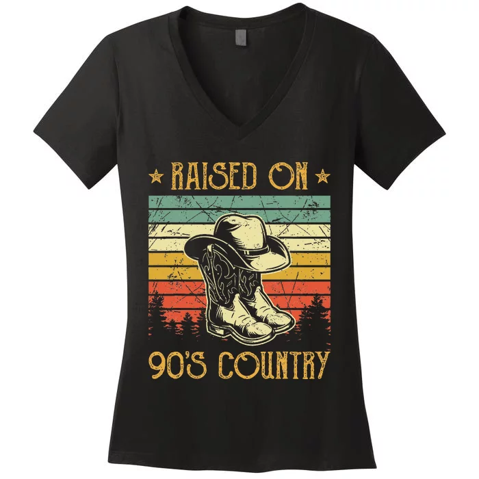 Raised On 90s Country Raised On 90s Country Music Women's V-Neck T-Shirt