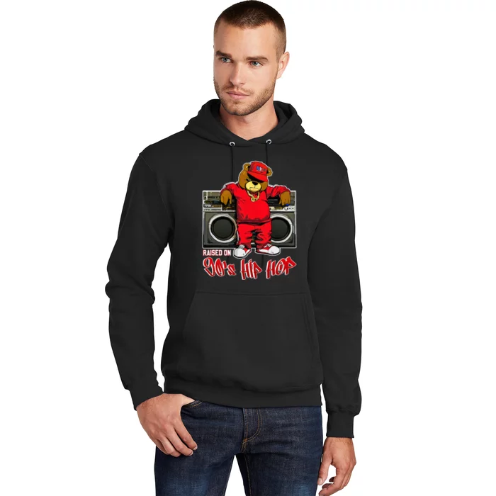 Raised On 90s Hip Hop Anniversary Teddy Bear Graffiti Rap Hoodie