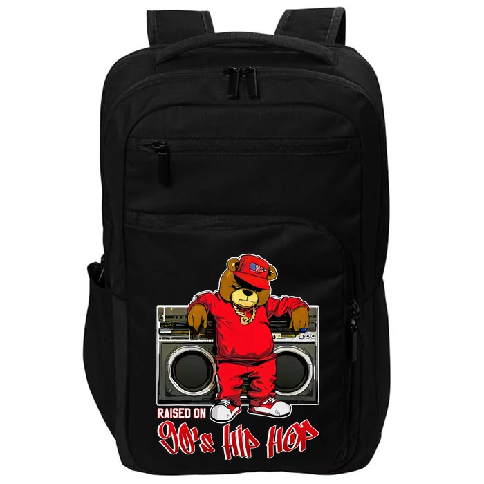 Raised On 90s Hip Hop Anniversary Teddy Bear Graffiti Rap Impact Tech Backpack