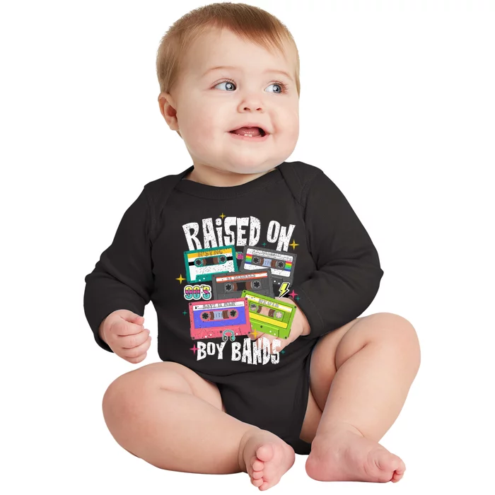 Raised On 90s Boy Bands Cassette Tape Retro Baby Long Sleeve Bodysuit