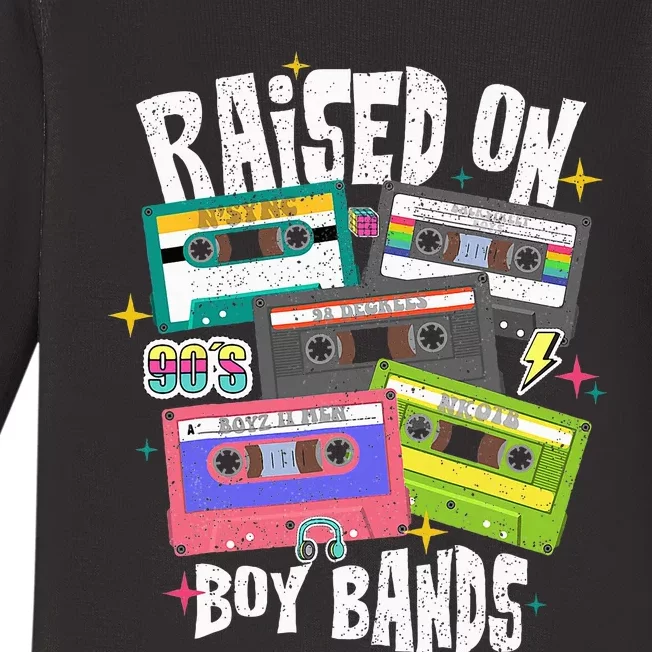 Raised On 90s Boy Bands Cassette Tape Retro Baby Long Sleeve Bodysuit