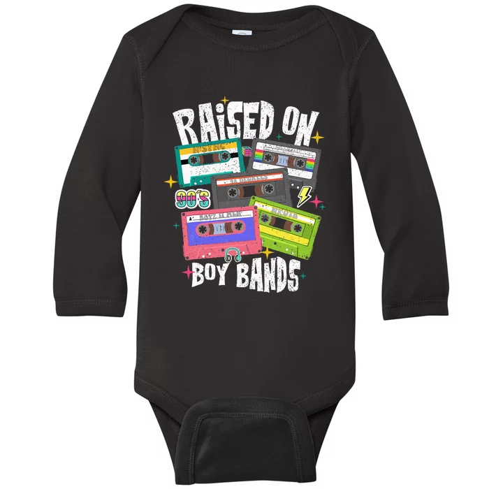 Raised On 90s Boy Bands Cassette Tape Retro Baby Long Sleeve Bodysuit