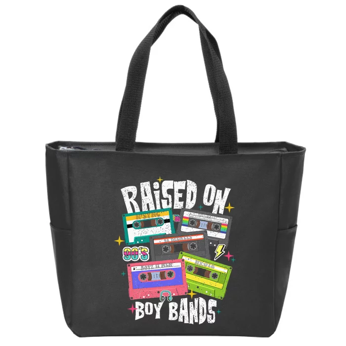 Raised On 90s Boy Bands Cassette Tape Retro Zip Tote Bag