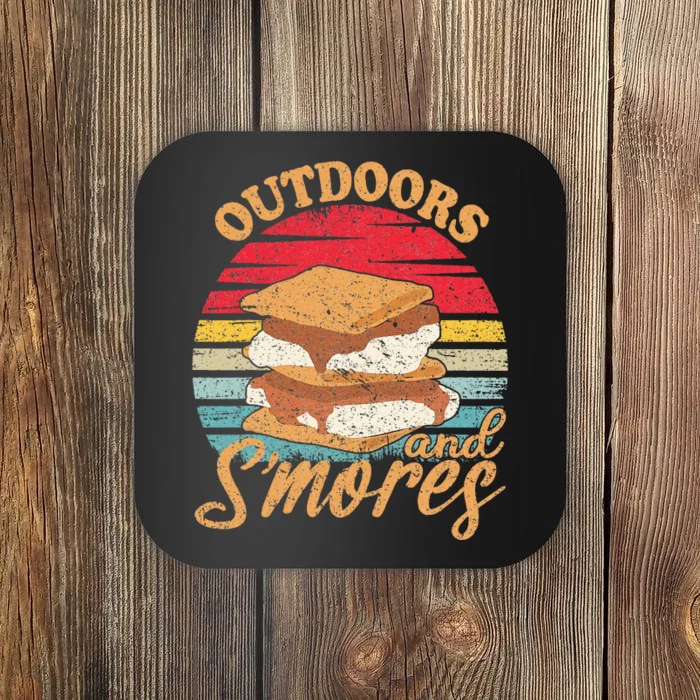 retro Outdoors And Smores Camping Lover Marshmallow Coaster