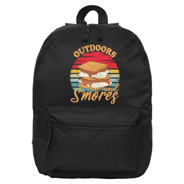 retro Outdoors And Smores Camping Lover Marshmallow 16 in Basic Backpack