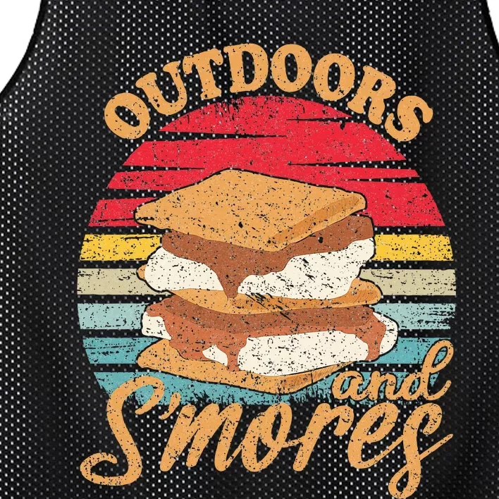 retro Outdoors And Smores Camping Lover Marshmallow Mesh Reversible Basketball Jersey Tank