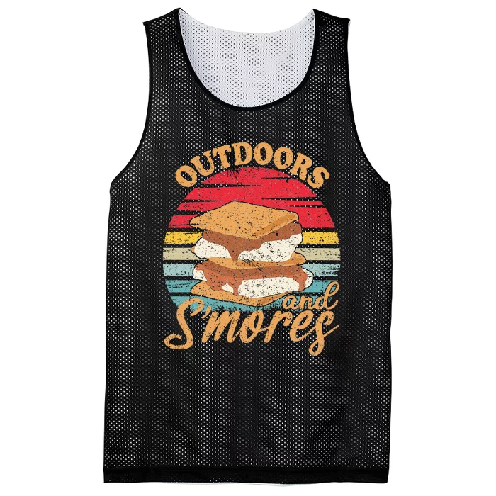 retro Outdoors And Smores Camping Lover Marshmallow Mesh Reversible Basketball Jersey Tank