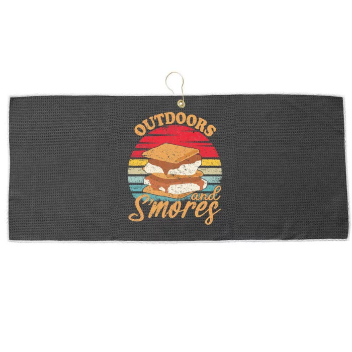 retro Outdoors And Smores Camping Lover Marshmallow Large Microfiber Waffle Golf Towel