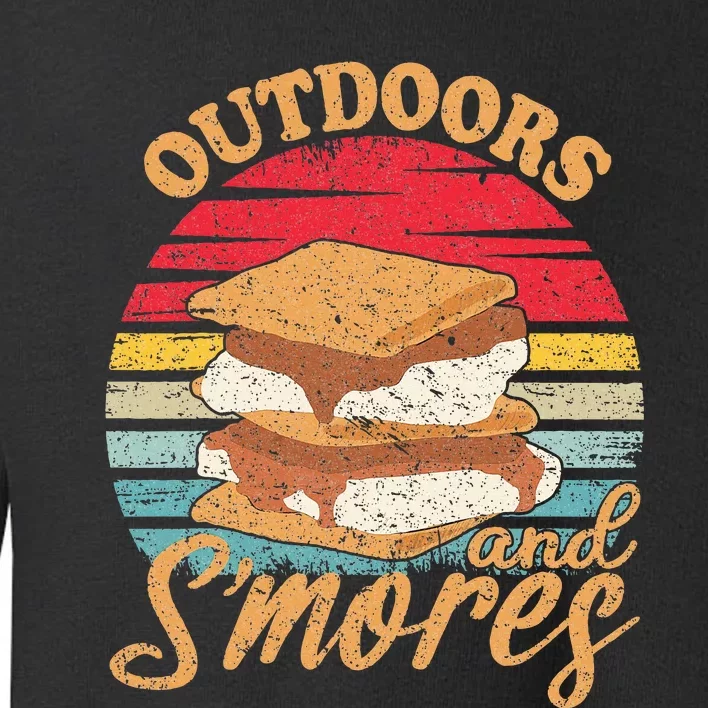 retro Outdoors And Smores Camping Lover Marshmallow Toddler Sweatshirt