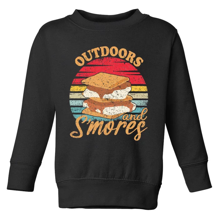 retro Outdoors And Smores Camping Lover Marshmallow Toddler Sweatshirt