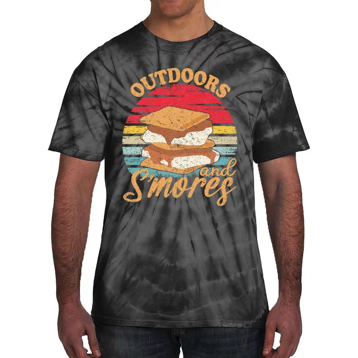 retro Outdoors And Smores Camping Lover Marshmallow Tie-Dye T-Shirt