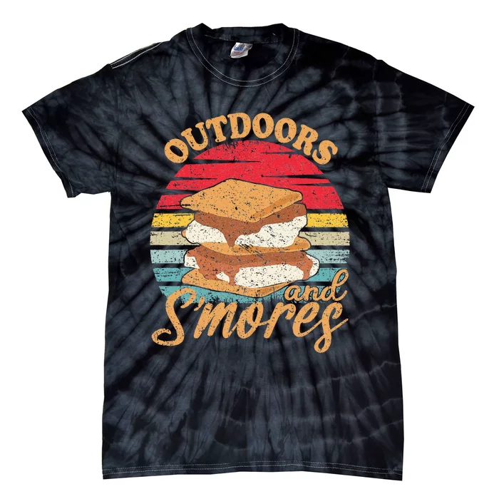 retro Outdoors And Smores Camping Lover Marshmallow Tie-Dye T-Shirt