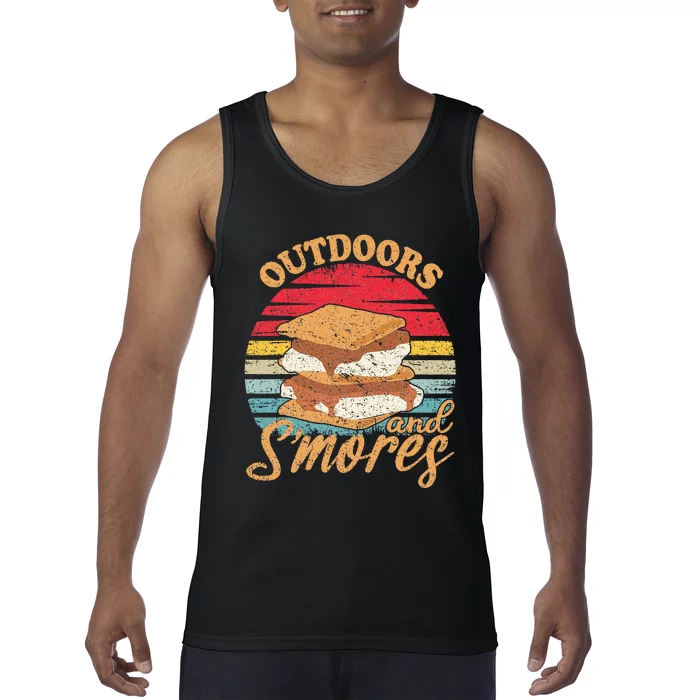 retro Outdoors And Smores Camping Lover Marshmallow Tank Top