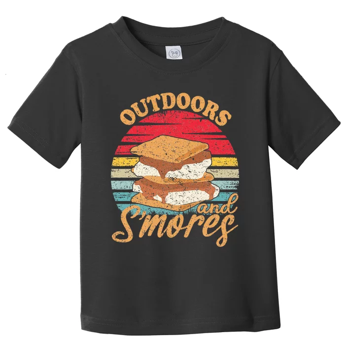 retro Outdoors And Smores Camping Lover Marshmallow Toddler T-Shirt