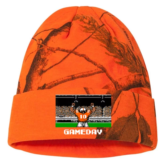 Retro Orange And White Football 8 Bit Video Game Kati - 12in Camo Beanie