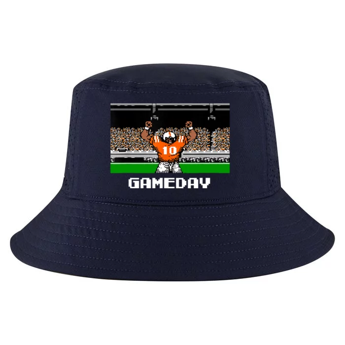 Retro Orange And White Football 8 Bit Video Game Cool Comfort Performance Bucket Hat