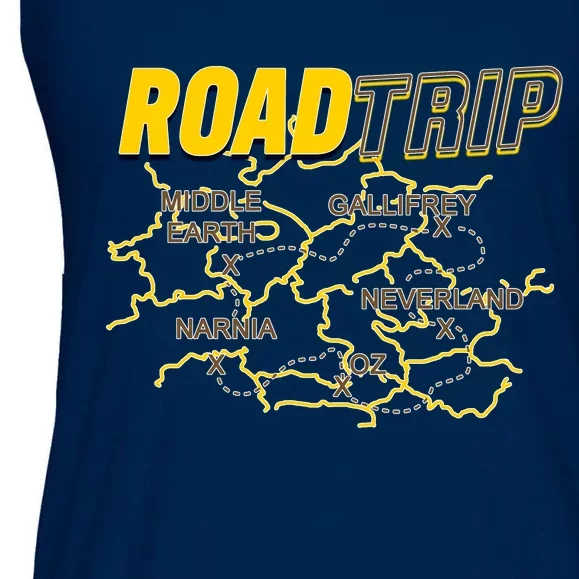 Road Trip Fantasy Treasure Map Ladies Essential Flowy Tank