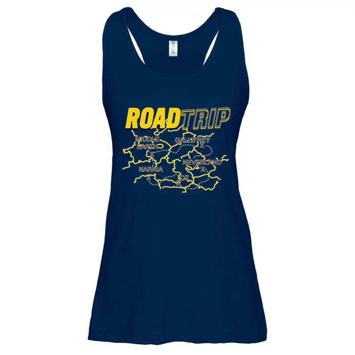 Road Trip Fantasy Treasure Map Ladies Essential Flowy Tank