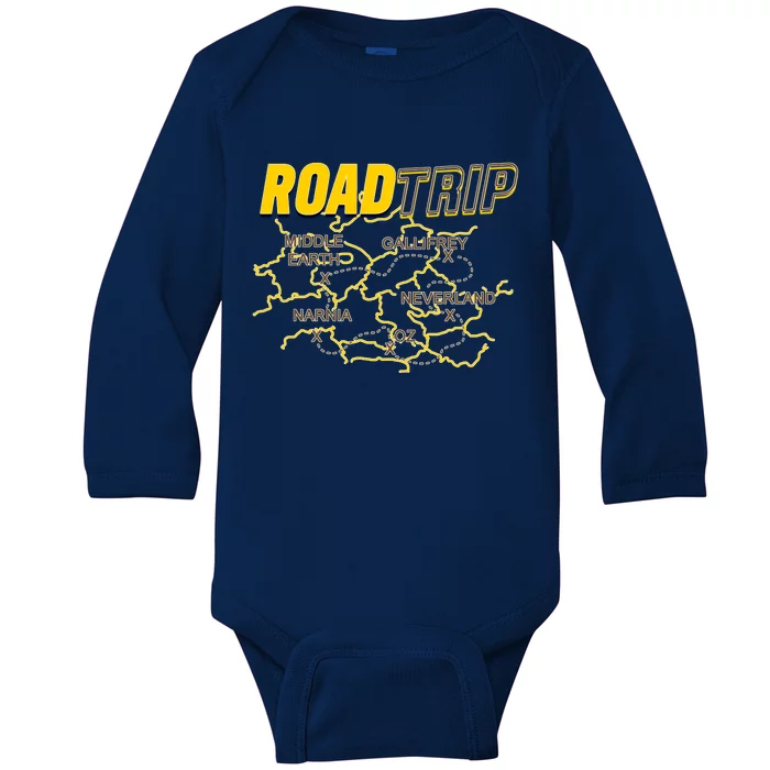 Road Trip Fantasy Treasure Map Baby Long Sleeve Bodysuit