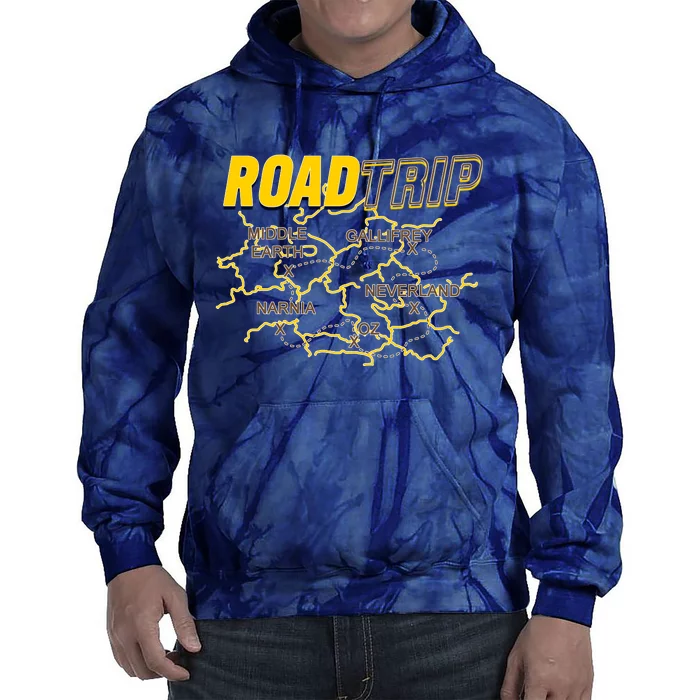 Road Trip Fantasy Treasure Map Tie Dye Hoodie